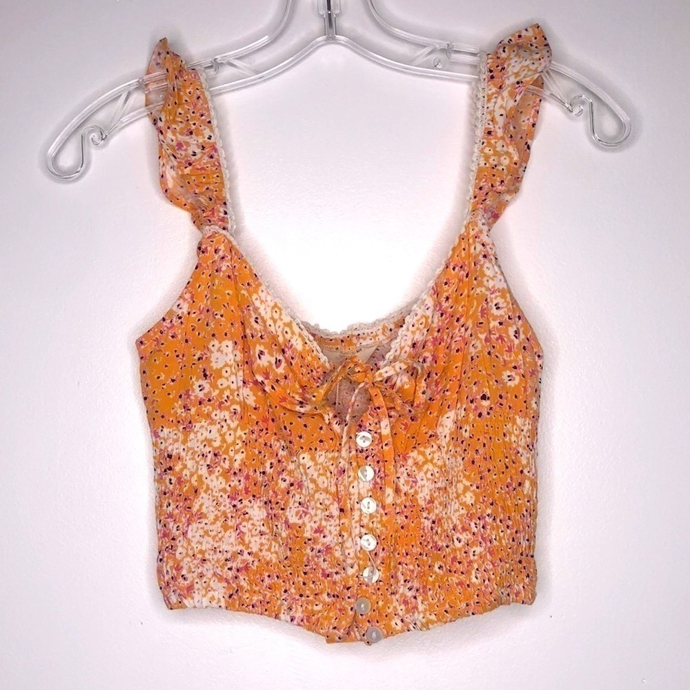 NWT SIM &‎ SAM FLORAL SPAGHETTI STRAP SMALL TOP
